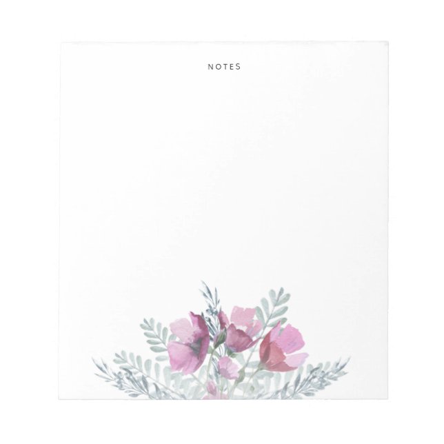 Purple and Blue Watercolor Flowers  Notepad (Front)