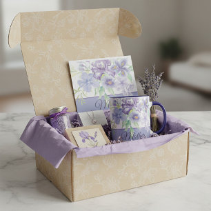 Purple and blue watercolor irises customisable mug