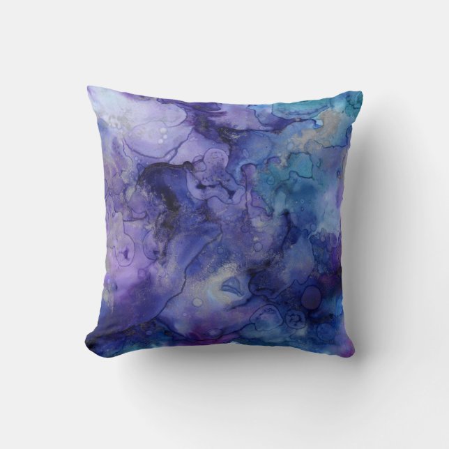 Purple and Blue Watercolor Pillow (Front)