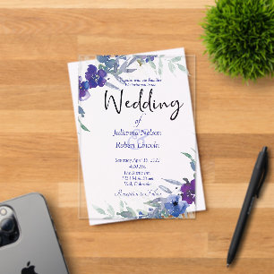 Purple and blue watercolor wedding invitation