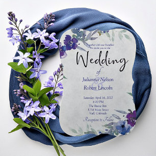 Purple and blue watercolor wedding invitation