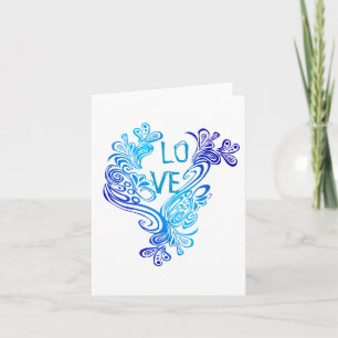 Purple and Blue Waves Love Holiday Card