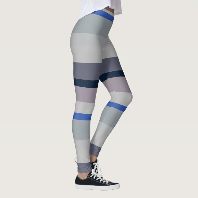 Purple and Blue Wavy Stripes Leggings (Right)