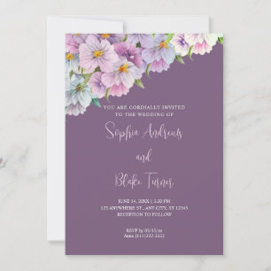 Purple and Blue Wildflowers Purple Garden Wedding Invitation