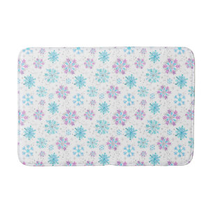 Purple and Blue Winter Snowflakes Bath Mat