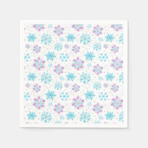 Purple and Blue Winter Snowflakes Napkin