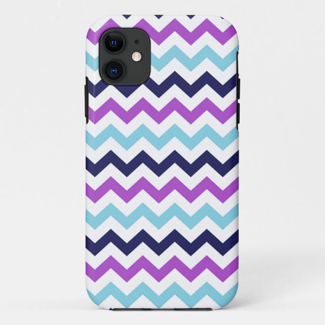 Purple and Blue Zig Zag Chevrons Pattern Case-Mate iPhone Case (Back)