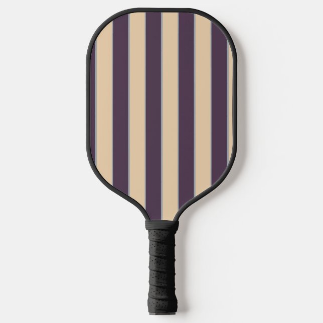 Purple and blush pink line stripes pattern pickleball paddle (Front)