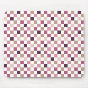 Purple and Brown Chequered Mosaic Minimalist Mouse Pad