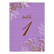 Purple and Brown Floral Table Seating Cards