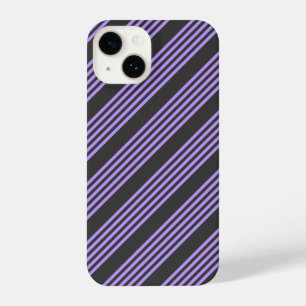 Purple and charcoal five stripe pattern iPhone 14 case