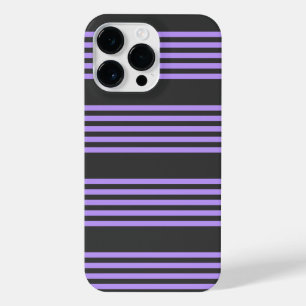 Purple and charcoal five stripe pattern iPhone 14 pro max case