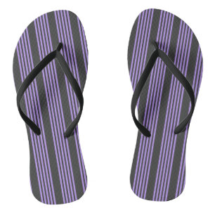 Purple and charcoal five stripe pattern jandals
