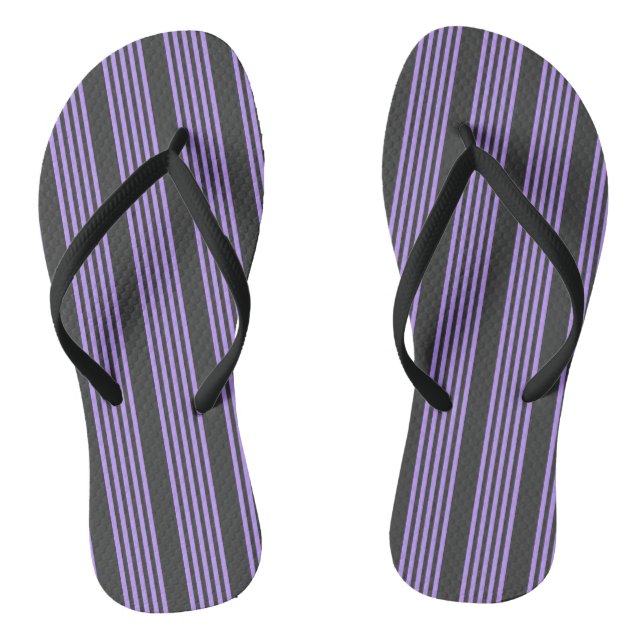 Purple and charcoal five stripe pattern jandals (Footbed)