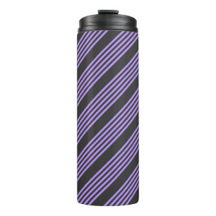 Purple and charcoal five stripe pattern thermal tumbler