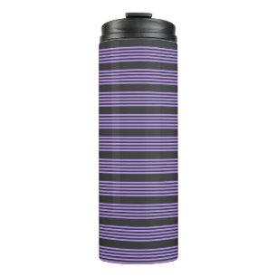 Purple and charcoal five stripe pattern thermal tumbler