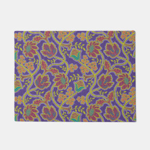 Purple and Chartreuse Floral Chintz Doormat