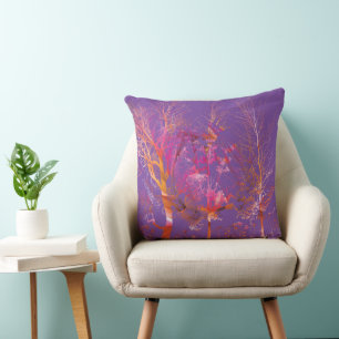 Purple and Colourful Floral Print Cushion
