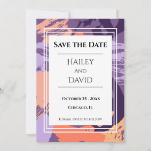 Purple and Coral  Save the Date