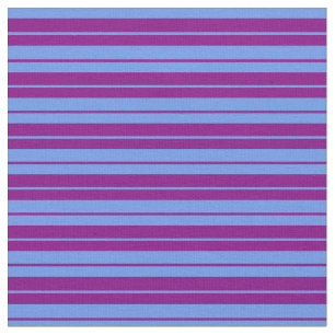 Purple and Cornflower Blue Stripes Fabric