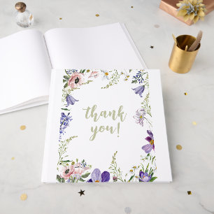 Purple and Cream Floral Bordered Wedding Guest Book