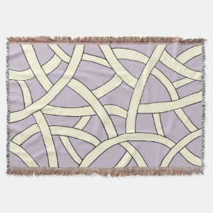Purple and Cream Hand Drawn Fantasy Pattern Throw Blanket
