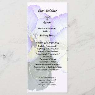 Purple and Cream Pansies Programme