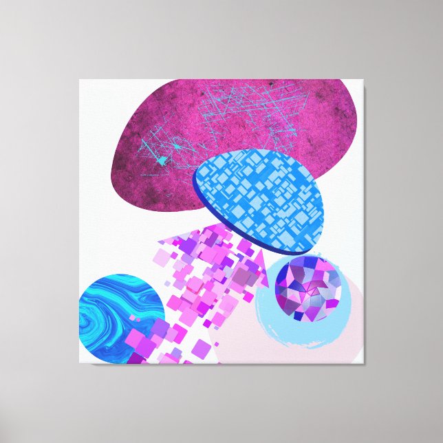Purple And Cyan Modern Shapes Canvas Print (Front)