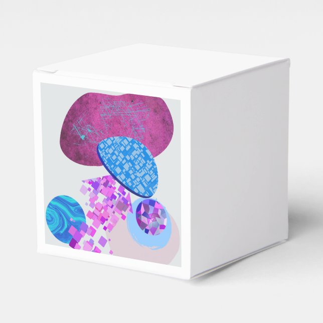 Purple And Cyan Modern Shapes Favour Box (Front Side)