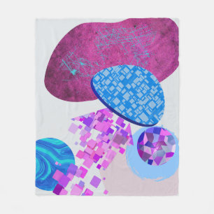 Purple And Cyan Modern Shapes Fleece Blanket