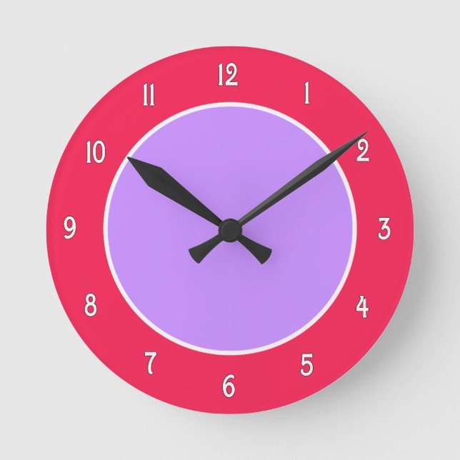 Purple and Fuchsia Colorblock Wall Clock (Front)