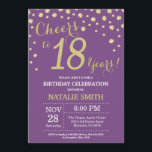 Purple and Gold 18th Birthday Diamond Invitation<br><div class="desc">18th Birthday Invitation with Purple and Gold Glitter Diamond Background. Gold Confetti. Adult Birthday. Male Men or Women Birthday. For further customisation,  please click the "Customise it" button and use our design tool to modify this template.</div>