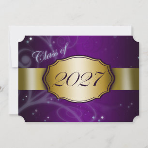 Purple and Gold 2027 Graduation Invitation