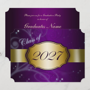 Purple and Gold 2027 Graduation Party Invitation