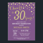 Purple and Gold 30th Birthday Diamond Invitation<br><div class="desc">30th Birthday Invitation with Purple and Gold Glitter Diamond Background. Gold Confetti. Adult Birthday. Male Men or Women Birthday. For further customisation,  please click the "Customise it" button and use our design tool to modify this template.</div>