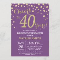 Purple and Gold 40th Birthday Diamond