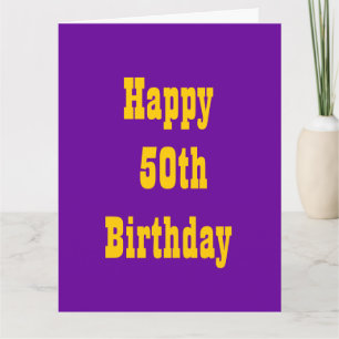 Purple and Gold 50th Big Birthday Card