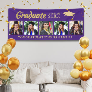 Purple And Gold 5 Photo Congrats 2026 Graduation Banner