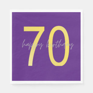 Purple and Gold 70th Birthday Paper Napkin