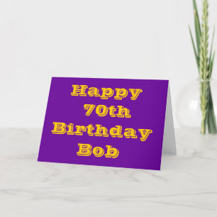 Purple and Gold 70th Personalised Birthday Card