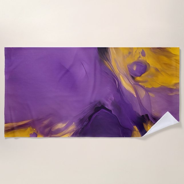Purple and Gold Abstract Beach Towel (Front)