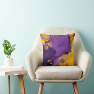 Purple and Gold Abstract Cushion