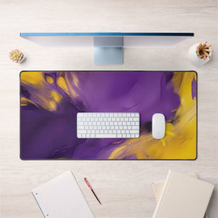 Purple and Gold Abstract Desk Mat