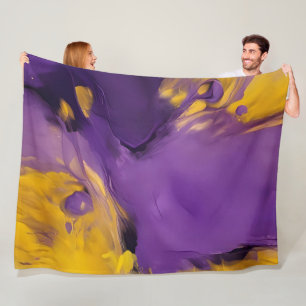 Purple and Gold Abstract Fleece Blanket