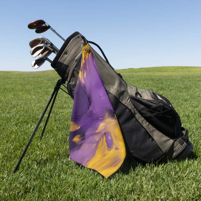 Purple and Gold Abstract Golf Towel (Green)