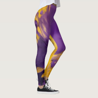 Purple and Gold Abstract Leggings