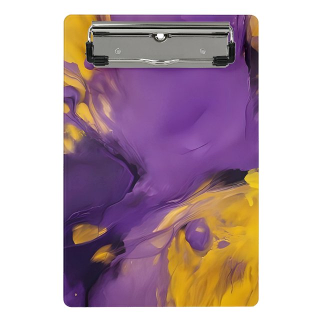 Purple and Gold Abstract Mini Clipboard (Front)