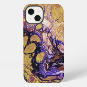 Purple and gold abstract paint iPhone 13 case