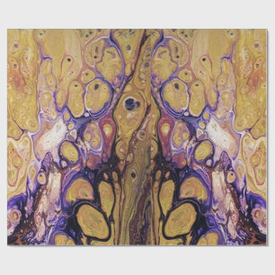 Purple and gold abstract paint  wrapping paper
