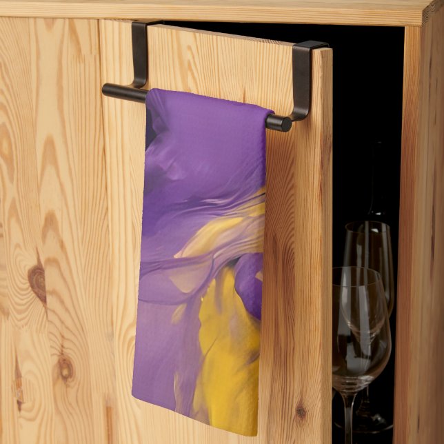 Purple and Gold Abstract Tea Towel (Thirds Fold)